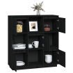 Highboard Black 110.5x35x117 cm Solid Wood Pine