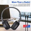 FM Radio Headphones Built-in Mic Automatic Scan Station Soft Memory Foam Earpads Foldable & Scalable Design