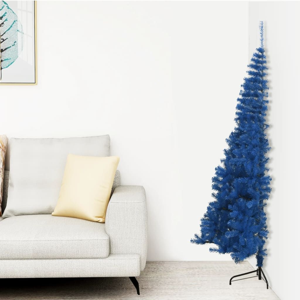 Artificial Half Christmas Tree with Stand Blue 150 cm PVC