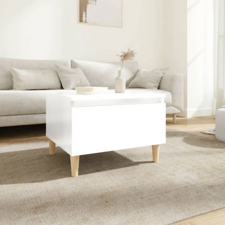 Side Table High Gloss White 50x46x35 cm Engineered Wood