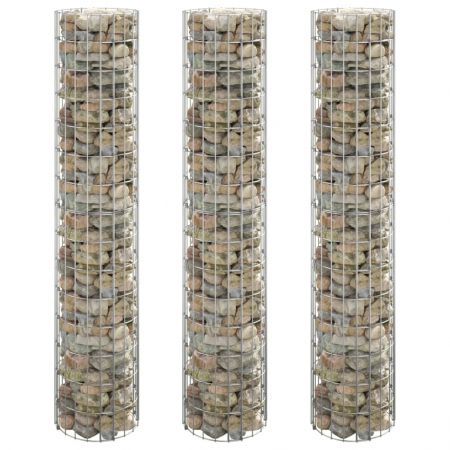 Circular Gabion Raised Beds 3 pcs Galvanised Steel Ø30x150 cm