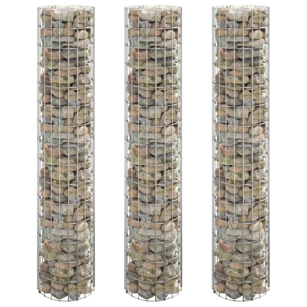 Circular Gabion Raised Beds 3 pcs Galvanised Steel Ø30x150 cm