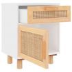 Bedside Cabinets 2 pcs White Solid Wood Pine and Natural Rattan