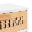 Bedside Cabinets 2 pcs White Solid Wood Pine and Natural Rattan