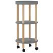 3-tier Trolley Grey 38x38x82cm Engineered Wood&Solid Wood Pine