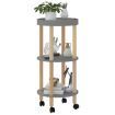 3-tier Trolley Grey 38x38x82cm Engineered Wood&Solid Wood Pine