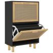 Shoe Cabinet Black 52x25x80 cm Engineered Wood and Natural Rattan