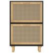 Shoe Cabinet Black 52x25x80 cm Engineered Wood and Natural Rattan