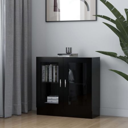 Vitrine Cabinet Black 82.5x30.5x80 cm Engineered Wood