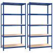 5-Layer Shelves 2 pcs Blue Steel and Engineered Wood