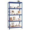 5-Layer Shelves 2 pcs Blue Steel and Engineered Wood