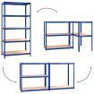 5-Layer Shelves 2 pcs Blue Steel and Engineered Wood