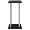 Speaker Stands 2 pcs Black&Silver Tempered Glass 4 Pillars Design