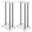 Speaker Stands 2 pcs Silver Tempered Glass 3 Pillars Design