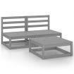 3 Piece Garden Lounge Set Grey Solid Wood Pine