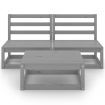 3 Piece Garden Lounge Set Grey Solid Wood Pine