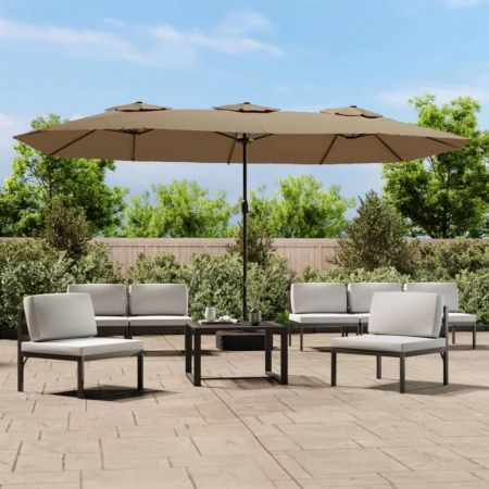 Double-Head Parasol Taupe 449x245 cm