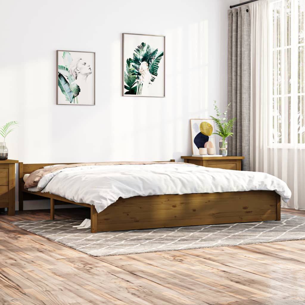 Bed Frame Honey Brown Solid Wood 183x203 cm King Size