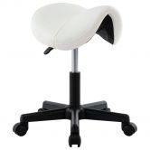 Work Stool White Faux Leather