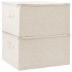 Storage Boxes 2 pcs Fabric 43x34x23 cm Cream