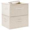 Storage Boxes 2 pcs Fabric 43x34x23 cm Cream