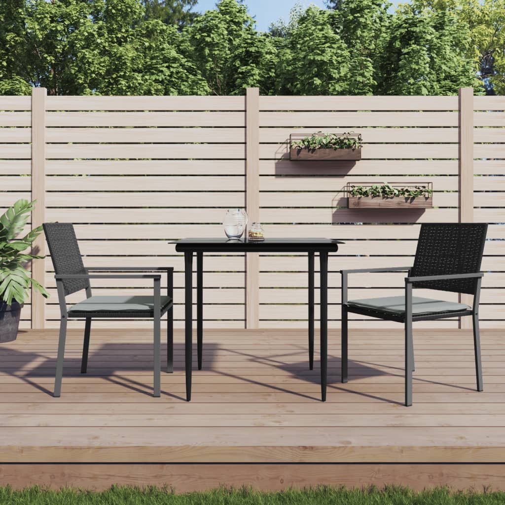 Garden Chairs with Cushions 2 pcs Black 54x62.5x89 cm Poly Rattan