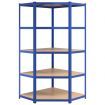 5-Layer Corner Shelf Blue Steel and Engineered Wood