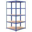 5-Layer Corner Shelf Blue Steel and Engineered Wood