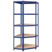 5-Layer Corner Shelf Blue Steel and Engineered Wood