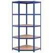 5-Layer Corner Shelf Blue Steel and Engineered Wood