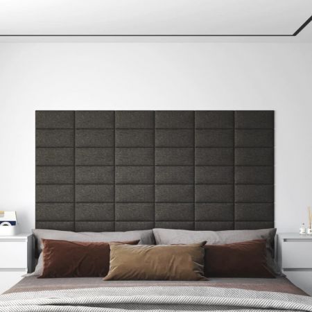 Wall Panels 12 pcs Dark Grey 30x15 cm Fabric 0.54 m²