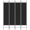 4-Panel Room Divider Black 160x200 cm Fabric