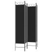 4-Panel Room Divider Black 160x200 cm Fabric