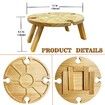 Wooden Folding Picnic Table with Wine Glass Holder - Portable Creative 2 in 1 Wine Glass Rack for Outdoor