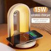 3-in-1 Wireless 15W Charger Music Night Lamp with Bluetooth Speaker Ajustable & Mutiple Light-up Modes-Pink