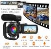 4K Video Camera Camcorder Ultra HD 56MP Vlogging Camera with Microphone, Handheld Stabilizer, 2 Batteries