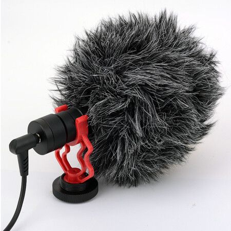 Video Microphone, Camera Microphone with Shock Mount, Battery-Free Shotgun Mic