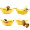 Winter Cat Banana Bed Dog House Warm Boat Pet Sleep Nest Cotton Cushion Coral Fleece Dog Pad Cat Mat (L)