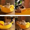 Winter Cat Banana Bed Dog House Warm Boat Pet Sleep Nest Cotton Cushion Coral Fleece Dog Pad Cat Mat (M)