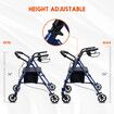 4 Wheel Rollator Walker with Seat for Seniors Lightweight Rolling Walking Trolley Folding Elderly Medical Steel Blue Auswheel