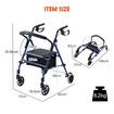 4 Wheel Rollator Walker with Seat for Seniors Lightweight Rolling Walking Trolley Folding Elderly Medical Steel Blue Auswheel