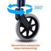 4 Wheel Rollator Walker with Seat for Seniors Lightweight Rolling Walking Trolley Folding Elderly Medical Steel Blue Auswheel