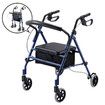 4 Wheel Rollator Walker with Seat for Seniors Lightweight Rolling Walking Trolley Folding Elderly Medical Steel Blue Auswheel