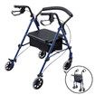 4 Wheel Rollator Walker with Seat for Seniors Lightweight Rolling Walking Trolley Folding Elderly Medical Steel Blue Auswheel