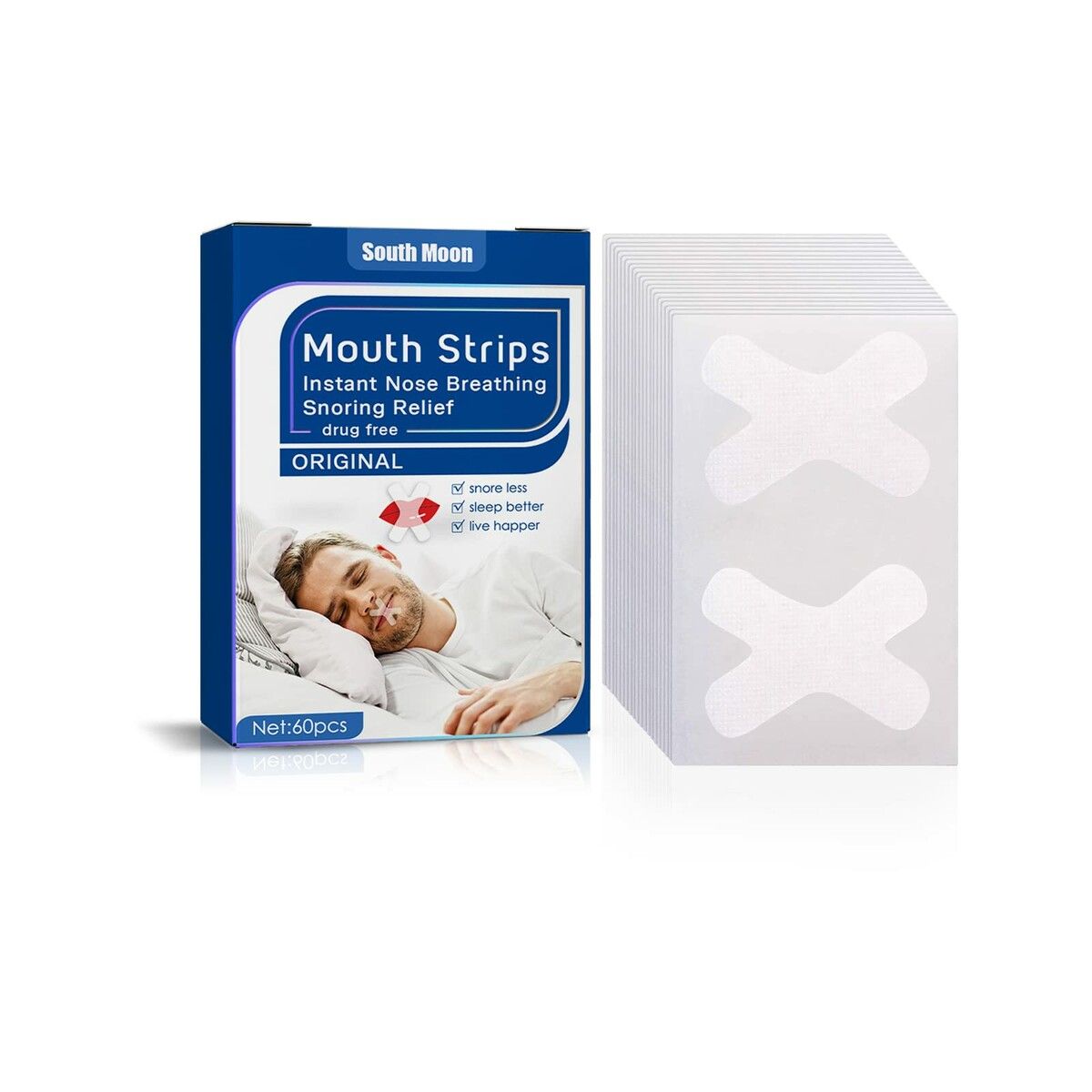 SleepSloth Mouth Tape for Better Sleep - 60 Count Anti-Snoring Strips for Improved Nose Breathing and Snore Reduction