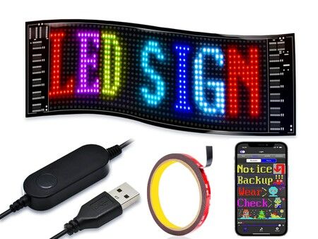 12x66cm 16x128pixel LED Signs  Advertising Flexible USB 5V LED Store Sign Bluetooth App Control Custom Text Pattern  Programmable LED Display