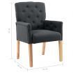 Dining Chair with Armrests Grey Fabric