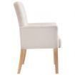 Dining Chair with Armrests Beige Fabric