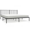 Metal Bed Frame with Headboard Black 183x203 cm King