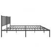 Metal Bed Frame with Headboard Black 183x203 cm King